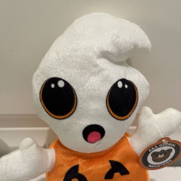 A&A Global Halloween Pumpkin Ghost Plush 8" Stuffed Toy With Tag - Picture 2 of 9